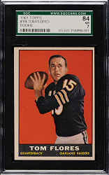 1961 Topps Football #186 Tom Flores Rookie SGC NM 84