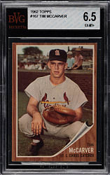1962 Topps #167 Tim McCarver Rookie BVG EX-MT+ 6.5