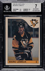 1985-1986 O-Pee-Chee Hockey #9 Mario Lemieux Rookie BGS NM 7