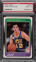 1988-1989 Fleer Basketball #115 John Stockton Rookie PSA MINT 9