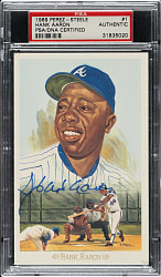 Signed 1989 Perez-Steele Hall of Fame Postcard Hank Aaron - PSA/DNA