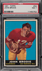 1961 Topps Football #59 John Brodie Rookie PSA NM 7