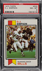 1973 Topps Football #500 O.J. Simpson PSA NM-MT 8