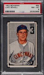 1952 Bowman #94 Luke Sewell PSA NM-MT 8