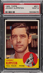 1963 Topps #571 Johnny Klippstein PSA MINT 9