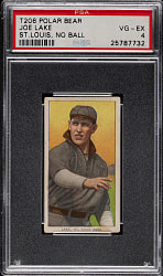 1909-1911 T206 White Border Joe Lake St. Louis, No Ball in Hand PSA VG-EX 4 - Polar Bear Back