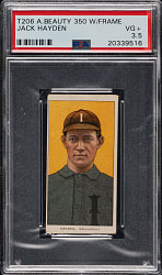 1909-1911 T206 White Border Jack Hayden PSA VG+ 3.5 - American Beauty 350 Back