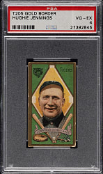 1911 T205 Gold Border Hughie Jennings PSA VG-EX 4 - Polar Bear Back