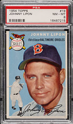 1954 Topps #19 Johnny Lipon PSA NM-MT 8