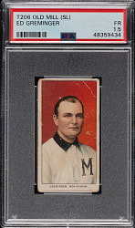 1909-1911 T206 White Border Ed Greminger Southern Leaguer PSA FAIR 1.5 - Old Mill Back