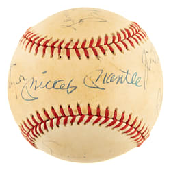 Hall of Fame and Stars Multi-Signed Baseball with Mickey Mantle, Elgin Baylor, and Rick Barry - JSA