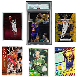 1975 to 2025 Topps, Star, Fleer, and Panini Basketball Hall of Fame and Stars Collection (16) Including Bird, Kareem, Lebron, and Gilgeous-Alexander and Iverson Rookies