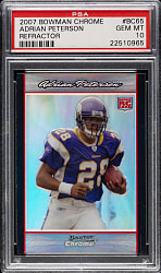 2007 Bowman Chrome Football #BC65 Adrian Peterson Rookie Refractor PSA GEM MINT 10