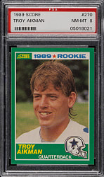 1989 Score Football #270 Troy Aikman Rookie PSA NM-MT 8