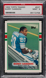 1989 Topps Traded Football #83T Barry Sanders Rookie PSA MINT 9