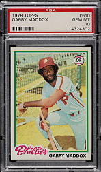 1978 Topps #610 Garry Maddox PSA GEM MINT 10