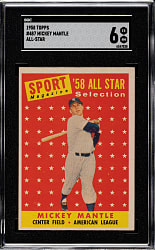 1958 Topps #487 Mickey Mantle All-Star SGC EX/NM 6