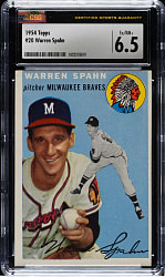 1954 Topps #20 Warren Spahn CSG EX/NM+ 6.5