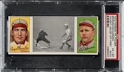1912 T202 Hassan Triple Folder "Caught Asleep Off First" Roger Bresnahan/Harmon PSA EX-MT 6 (OC)