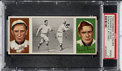 1912 T202 Hassan Triple Folder "Donlin Out at First" Dooin/Magee PSA GOOD 2