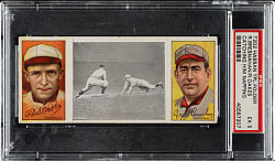 1912 T202 Hassan Triple Folder "Catching Him Napping" Oakes/Roger Bresnahan PSA EX 5