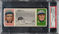 1912 T202 Hassan Triple Folder "Chase Dives Into Third" Fred Clarke/Gibson PSA EX 5
