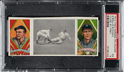 1912 T202 Hassan Triple Folder "Close at First" Stovall/Ball PSA EX 5