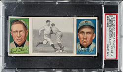 1912 T202 Hassan Triple Folder "Chance Beats Out a Hit" Frank Chance/Foxen PSA VG-EX 4