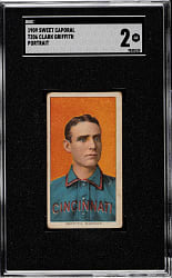 1909-1911 T206 White Border Clark Griffith Portrait SGC GOOD 2