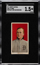1909-1911 T206 White Border Ty Cobb Portrait Red Background SGC FAIR 1.5