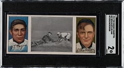 1912 T202 Hassan Triple Folder "Just Before The Battle" Christy Mathewson/Meyers SGC GOOD 2