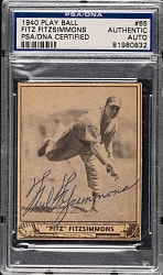 Signed 1940 R335 Play Ball #65 Fitz Fitzsimmons - PSA/DNA