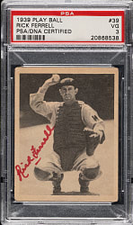 Signed 1939 R334 Play Ball #39 Rick Ferrell PSA VG 3