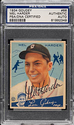 Signed 1934 R320 Goudey #66 Mel Harder - PSA/DNA