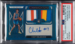 2022-2023 Panini Obsidian Rookie Jersey Ink Autographs Basketball #RJI-OCH Chet Holmgren Electric Etch Blue Flood #27/27 PSA EX-MT 6