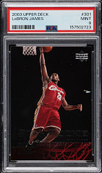 2003-2004 Upper Deck Basketball #301 LeBron James Rookie PSA MINT 9