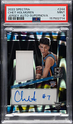 2022-2023 Panini Spectra Jersey Autographs Basketball #244 Chet Holmgren Supernova Rookie #78/199 PSA MINT 9