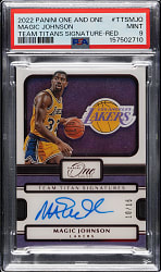 2022-2023 Panini One and One Team Titans Signatures Basketball #TTS-MJO Magic Johnson #10/15 PSA MINT 9
