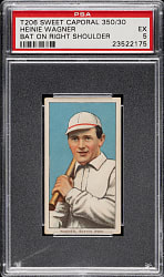 1909-1911 T206 White Border Heinie Wagner Bat on Right Shoulder PSA EX 5
