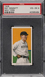 1909-1911 T206 White Border Ray Demmitt New York PSA VG-EX 4