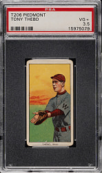 1909-1911 T206 White Border Tony Thebo Southern Leaguer PSA VG+ 3.5
