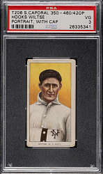 1909-1911 T206 White Border Hooks Wiltse Portrait with Cap PSA VG 3