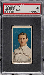 1909-1911 T206 White Border Hal Chase Portrait Blue Background PSA VG 3 - Polar Bear Back