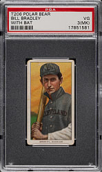 1909-1911 T206 White Border Bill Bradley Portrait PSA VG 3 (MK) - Polar Bear Back