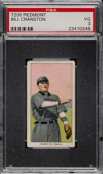1909-1911 T206 White Border Bill Cranston Southern Leaguer PSA VG 3
