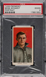 1909-1911 T206 White Border Boss Schmidt Portrait PSA GOOD 2
