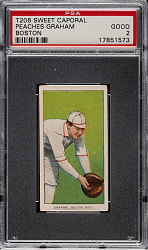 1909-1911 T206 White Border Peaches Graham PSA GOOD 2