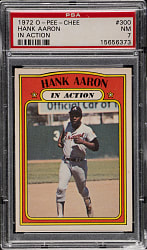 1972 O-Pee-Chee #300 Hank Aaron In Action PSA NM 7