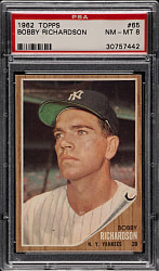 1962 Topps #65 Bobby Richardson PSA NM-MT 8