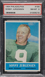 1964 Philadelphia Football #186 Sonny Jurgensen PSA NM-MT 8
